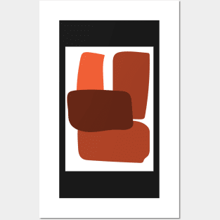 Abstract Monochromatic Red and Brown Geometric Shapes Graphic Art Print Posters and Art